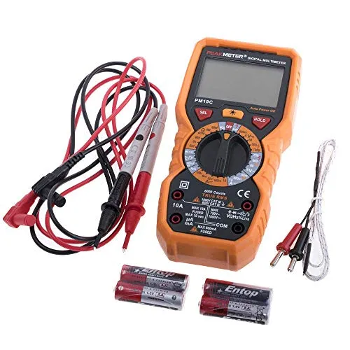 Multimeter PM19C Peakmeter Profi DMM True RMS 6000 Counts NCV Lichtquelle Hohe Genauigkeit Robust Zuverlässig Langlebig DCV/ACV/DCC/ACC/Ohm/Cap/Hz/Duty Cycle/Temperatur Batterien komplett
