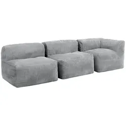 icon® Sitzsack-Sofa Grau, 3-Sitzer, modular - Modulares Sofa-Set aus strapazierfähigem Cord, ideal für individuellen Komfort im Wohnzimmer. Einfach zu montieren, ohne Werkzeug, und perfekt zum Entspannen oder Spielen. Hochwertige Verarbeitung für Langlebigkeit.