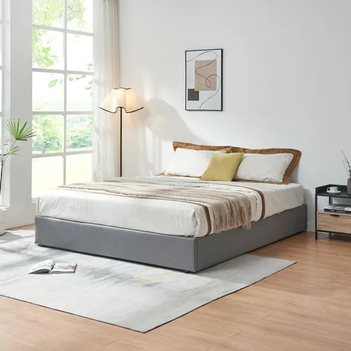 [en.casa] Polsterbett NOLA 160x200 cm mit Bettkasten - Modernes Polsterbett mit praktischem Bettkasten für zusätzlichen Stauraum. Hohe Belastbarkeit von bis zu 500 kg und einfacher Aufbau für besten Schlafkomfort.