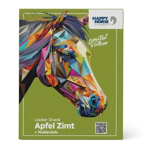 Happy Horse Lecker Snack Apfel Zimt | 800g | Pferdeleckerlis mit Nukleotiden für eine gesunde Verdauung | Natürliche Belohnung mit Apfel & Zimt | Pferde Leckerlies mit Ballaststoffen & Kräutern