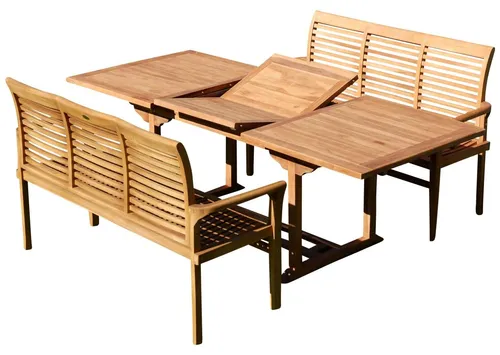TEAK Set Gartengarnitur Ausziehtisch 150-210cm