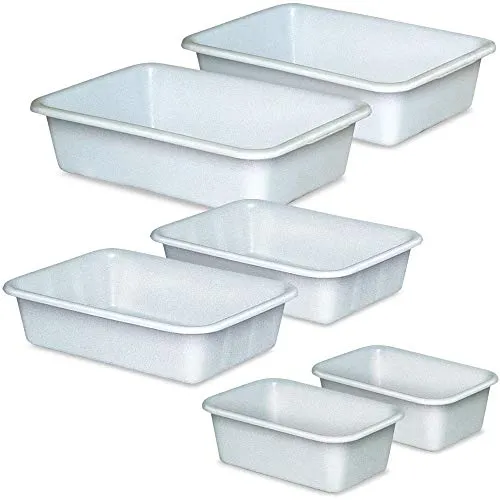 BRB-Lagertechnik Aufbewahrungsschüssel Set mit 6 Wannen, lebensmittelecht - Praktisches Set mit 6 Kunststoffwannen (12, 25 und 40 Liter) aus lebensmittelechtem PE-HD. Ideal für die Gastronomie und Landwirtschaft, spülmaschinenfest und platzsparend stapelbar.