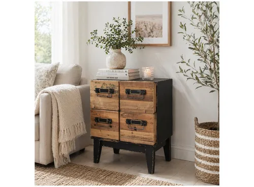 HTI-Living Kommode Imelda mit 4 Schubladen - Stylische Kommode aus Holz in Braun und Schwarz, ideal für zusätzlichen Stauraum und perfekte Ergänzung für jedes Wohnambiente.