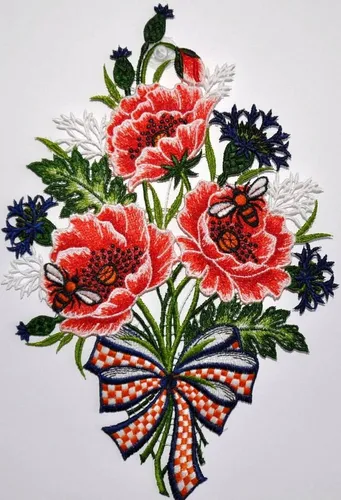 Stickereien Plauen Fensterbild in rot von Stickereien Plauen