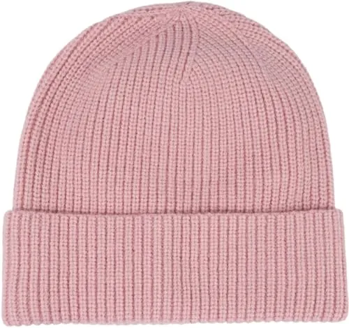 styleBREAKER Unisex Feinstrick Beanie Mütze mit Krempe, warme Winter Strickmütze Einfarbig, Rippen Strickmuster 04024154, Farbe:Altrose
