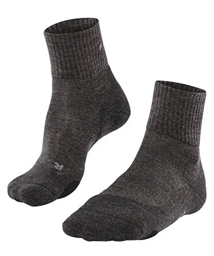 FALKE Herren Wandersocken TK2 Explore Wool Short M Sso Wolle Funktionsmaterial antiblasen dick 1 Paar, Grau Smog 3150, 46-48