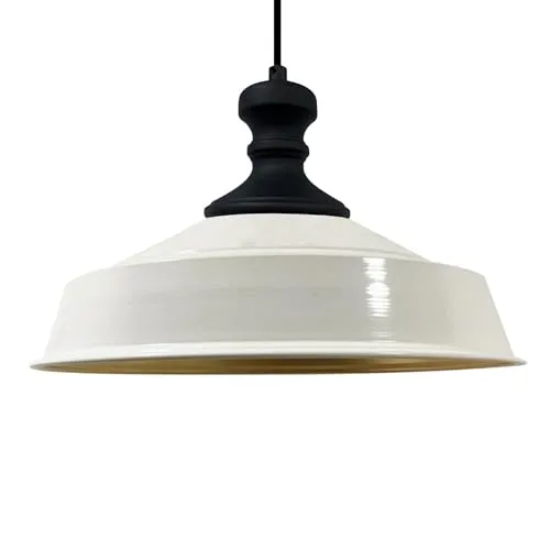 bamyum Asletl-Knob Hängelampe Industrial Vintage Ø40 cm, Küchenlampe Hängend Vintage, Pendelleuchte Esstisch Vintage, Hängelampe Esstisch, Wohnzimmerlampe Pendelleuchte Weiß Metall, Küchenlampe