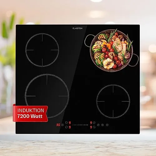Klarstein Induktionskochfeld 7200W - Kochfelder mit 4 Platten, bietet ein erstklassiges Kocherlebnis und Thermo Boost-Funktion für maximale Temperaturkontrolle.