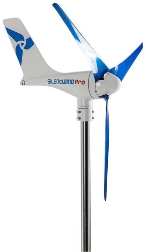 Silentwind Pro Windgenerator 500 W, 48 V in Blau/Weiß - Stromaggregate mit 3 Klingen und integrierter elektronischer Bremse für effiziente Stromerzeugung, ideal für umweltbewusste Nutzer.