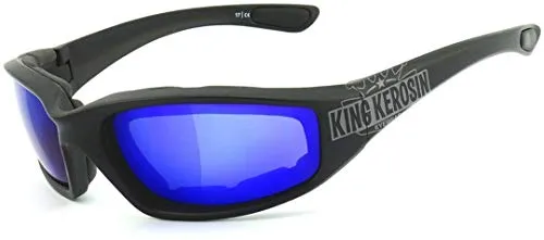 KingKerosin Motorradbrille KK140 gepolstert - Brillen für Biker mit 100% UV-Schutz und Steinschlagbeständigkeit durch HLT® Qualitätsgläser, die eine klare und verzerrungsfreie Sicht bieten.
