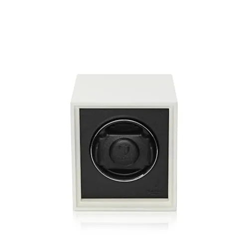 MODALO Twist Uhrenbeweger Automatik für 1 Uhr/Watch Winder – leiser Motor, 900 TPD, Massivholz & Leder, Kratzfeste Oberfläche, für Herren und Damen (Weiß Schwarz)