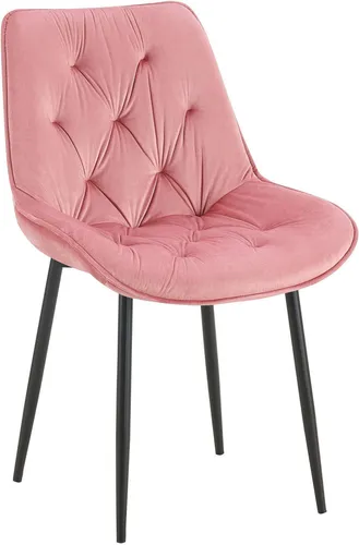 CLP Esszimmerstuhl Wallace - Rosa Samt mit Stepp-Muster - Esszimmerstuhl Wallace aus pflegeleichtem Samt, vereint modernen Stil und hohen Sitzkomfort. Ideal für Esszimmer, Küche oder Wohnzimmer, bis 120 kg belastbar.