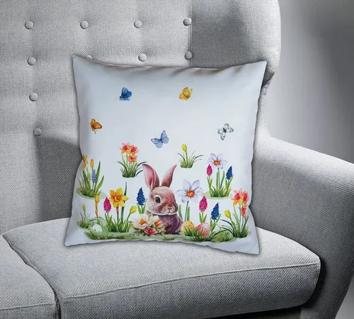 texpot Kissenhülle Dekokissen Druck Osterhase Blumenwiese Ostern Frühling, (1 Stück)