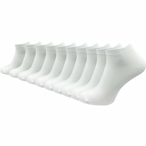 GAWILO Sneakersocken aus 100% Baumwolle für Damen - 10-Paar in Weiß & Schwarz - Sport-Kurzsocken, atmungsaktiv und hautfreundlich, perfekt für den Alltag und sportliche Aktivitäten.