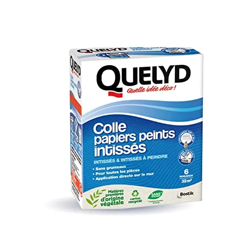 Quelyd Tapetenkleber, Vliesstoff, Pulver, für alle Teile, direkte Anwendung an der Wand, Dosierbox, lösungsmittelfrei, 300 g Dose