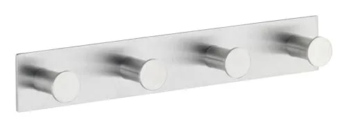 WENKO Hakenleiste Mod. Celano Edelstahl matt rechteckig mit vier Aufhängemöglichkeiten ideal für Handtücher und Badetücher Maße 25,5 x 4 x 3,3 cm