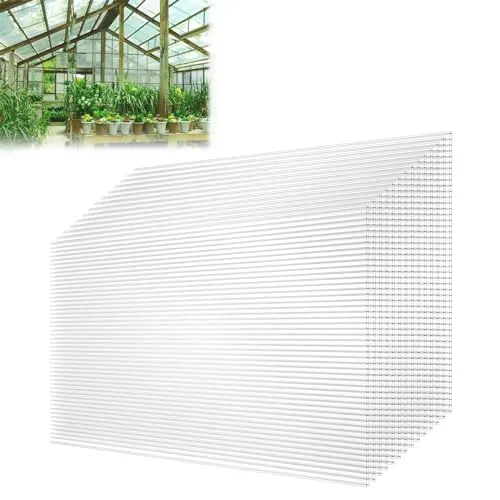 Froadp 14 Stück UV-beständigem Polycarbonat Hohlkammerstegplatten 700g/㎡ Doppelstegplatte Gewellte Gewächshausplatte für Garten Treibhaus(605x1210x4mm, Transparent)