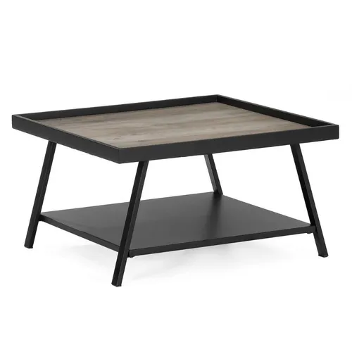 Moderner Couchtisch CUDA 70x70cm mit Altholz-Look - Stylischer Couchtisch mit quadratischer Tischplatte aus MDF und robustem Metallgestell. Praktischer Stauraum und modernes Design für jeden Raum.