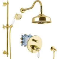 PaulGurkes Duscharmatur PGSETDU4-ZR - Duscharmaturen aus massivem Messing mit glänzender Oberfläche, integriertem Schall- und Vibrationsdämpfer für eine ruhige Nutzung und einfache Montage dank Wasserwaage. Ideal für stilvolle Bäder.