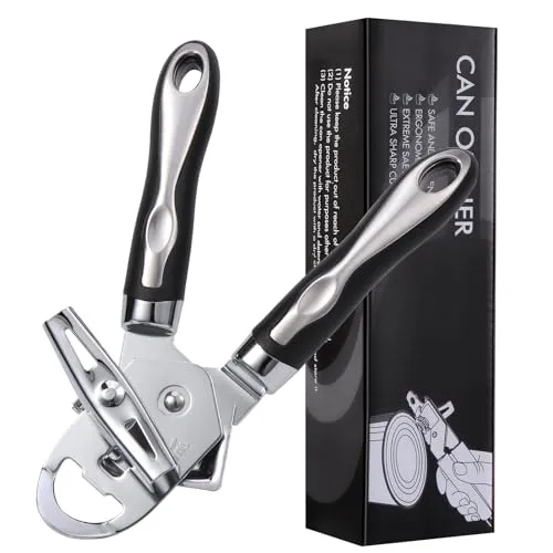 Diboniur Dosenöffner Manuell, Dosenöffner Ohne Scharfe Kanten, Manuell Büchsenöffner aus Edelstahl, Schwarz