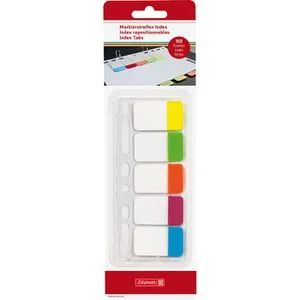 Brunnen Haftmarker Index, transparent, Folie, beschriftbar, 5 x 30 Streifen, farbsortiert