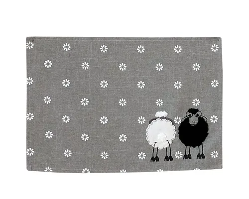 matches21 HOME & HOBBY Tischdecke Tischdeckchen BRENDA Stick & Applikation Schafe Polyester 35 x 50 cm (1-tlg), Pflegeleicht & waschbar bei 30 °C