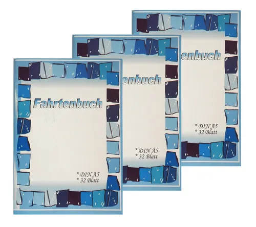 Fahrtenbuch A5, Fahrtenheft, Fahrtbericht, Fahrtbeleg, Wegenachweis 10 x