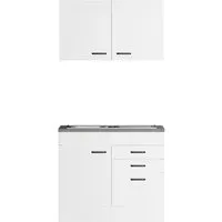 OPTIFIT Miniküche Bonn214 100 cm Weiß mit Glaskeramikkochfeld