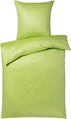fleuresse Uni-Colours Bettwäsche-Set, Mako Satin, apfelgrün - Bettwäsche-Set aus 100% Baumwolle, fusselt nicht und ist atmungsaktiv für erholsame Nächte. Hochwertige Reißverschlüsse und bei 60° waschbar.