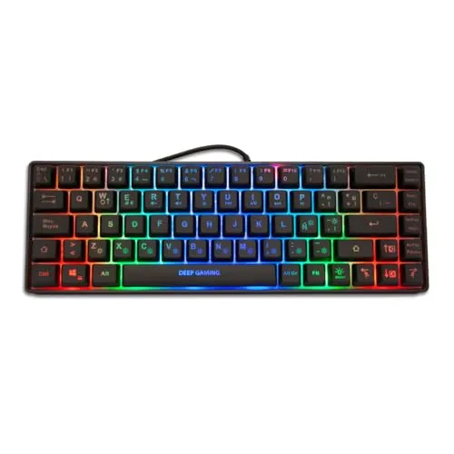 DeepGaming TM065 – 65% RGB-Tastatur mit mechanischer Tastatur-Lautstärke und Membranweichheit, 69 Tasten (19 Anti-Ghosting), 10 Beleuchtungsmodi, TKL, Verkabelt USB.