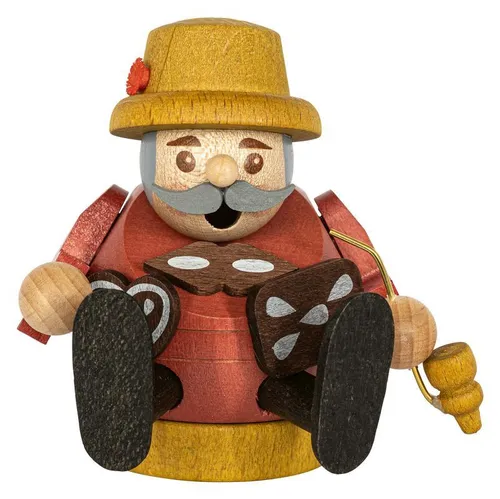 Glässer Volkskunst 'Minikugelrauchmann Pfefferkuchenverkäufer' 8cm - Christbaum- & Feiertagsschmuck, handgefertigte Figur aus hochwertigem Holz, ideal für festliche Dekoration und sammelbare Kunst.