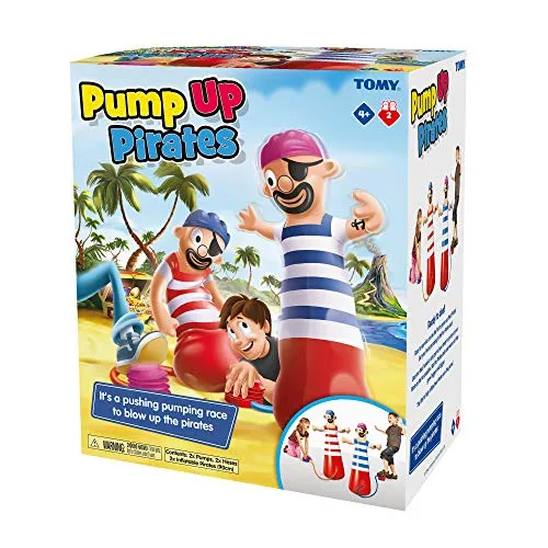 Tomy Pump Up Pirat Kinder Action Brettspiel Familie & Vorschulkinder Spiel Action Spiel für Kinder 4, 5, 6, 7, 8 Jahre alt Jungen & Mädchen & Erwachsene