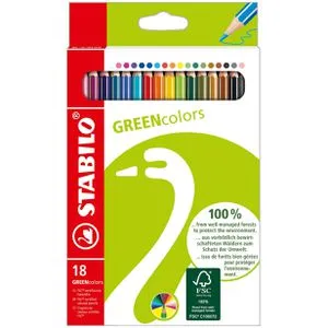 Stabilo Buntstifte GREENcolors 6019/2-181, farbig sortiert, 18 Stück