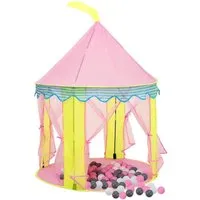 vidaXL Kinder-Spielzelt mit 250 Bällen Rosa 100x100x127 cm - Bällebad für Kinder, inklusive 250 bunten Bällen für stundenlangen Spielspaß und kreatives Spielen im niedlichen Schloss-Design.