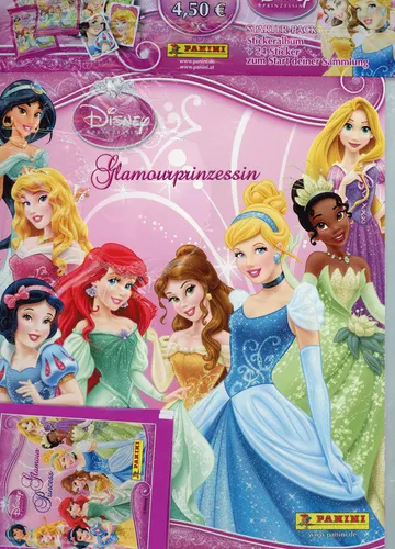 Panini Disney Glamourprinzessin Sammelalbum mit 3 Tüten - Entdecken Sie das Sammelalbum zur Disney Prinzessin - Glamourprinzessin Serie, inklusive 3 unbeschrifteter Tüten für den perfekten Sammelspaß.
