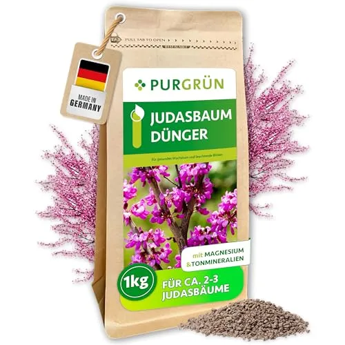 Purgrün Judasbaum Dünger, NPK 5+4+6, 1 kg - Pflanzendünger – Optimale Nährstoffversorgung mit extra Kalium für kräftige, gesunde Judasbäume und lebendige Blattfarben.