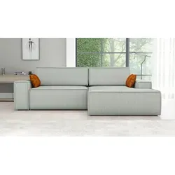 Ecksofa TOR mit Schlaffunktion. Farbe: Sage. - Grau