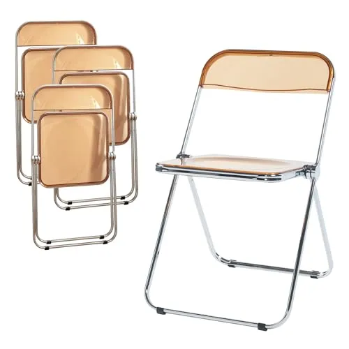 [en.casa] Klappstuhl Pornainen 4er Set in orange von en.casa