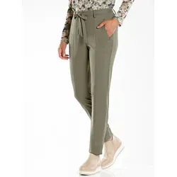 Jerseyhose INSPIRATIONEN, Damen, Gr. 52, Normalgrößen, grün (khaki), 76% Polyester, 20% Viskose, 4% Elasthan, unifarben, lang, Hosen Jerseyhose