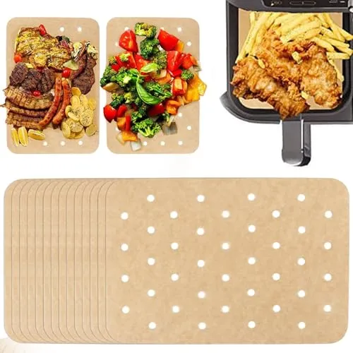 Blatt Airfryer Backpapier, 20.5x14cm Rechteck nicht gebleichtes Backpapier, Perforiertes Antihaft-Pergamentpapier zum Backen, Kochen, Grillen, Frittieren und Dämpfen 200