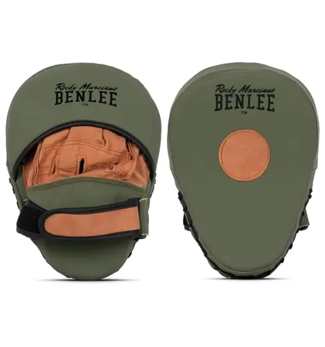 BENLEE Handpratzen aus Leder - Moore Army Green - Boxpratzen aus hochwertigem Leder mit gepolsterter Innenfläche, ideal für intensives Training. Der Klettverschluss sorgt für sicheren Halt, während der Vintage-Stil begeistert.