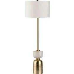 Stehlampe Rokia 200 Weiß - Klassische Tischleuchten mit stabilem Lampenfuß aus vergoldetem Eisen und elegantem Marmorelement, ideal für stilvolle Lichtakzente in jedem Raum.