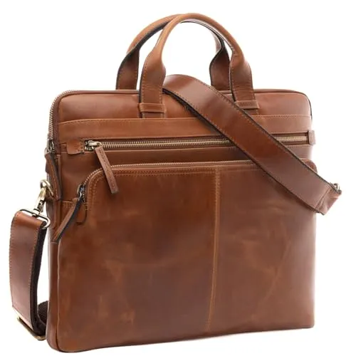 SID & VAIN große Laptoptasche aus echtem Leder - 14 Zoll Business-Tasche Carson - Hochwertige Laptoptasche (37 x 28 x 6 cm) mit Laptopfach für optimale Organisation. Handgefertigtes, elegantes Leder mit toller Patina. Ideal für Büro und Reisen, vereint Stil und Funktionalität.