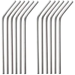 GRÄWE Edelstahl Trinkhalme 12er Set Silber Gebogen - Party-Deko: 12 wiederverwendbare, umweltfreundliche Edelstahl-Trinkhalme in gebogener Form, robust und spülmaschinengeeignet – perfekt für umweltbewusste Feiern!