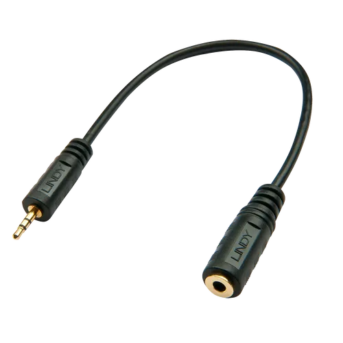 Lindy Premium - Audio-Adapter - stereo mini jack (W) bis Stereo Mikro-Stecker (M) - 20cm - abgeschirmt - Schwarz (35698)