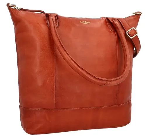 Gusti Leder Shopper Damen Mia – Ledertasche mit Reißverschlussfach, abnehmbarem Trageriemen & 15 Zoll Laptopfach - Ideal für Alltag & Büro