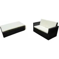vidaXL 2-tlg. Garten-Lounge-Set mit Auflagen - Gartenmöbel-Set aus witterungsbeständigem PE-Rattan, inklusive bequemer Kissen und ausklappbarem Hocker. Ideal für stilvolle Entspannung im Freien.