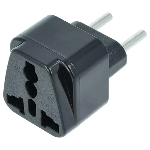 vhbw Reisestecker Adapter (Euro-Stecker auf UK/USA/China-etc.-Buchse) - Reiseadapter, Schwarz, 250 V / 16 A