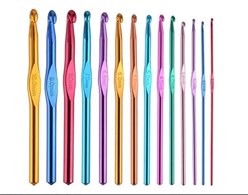 Häkelnadeln Set, 14 Größen Stricken Nadel, Aluminium Crochet Nadel für DIY Stricken Handwerk, 2 mm - 10 mm
