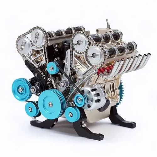 TECHING V8-Motor-Modellbausatz mit mechanischer Metallmontage, DIY-Auto-Motor-Modellbausatz 500 + Teile, pädagogisches Experiment (8-Zylinder-Motor)